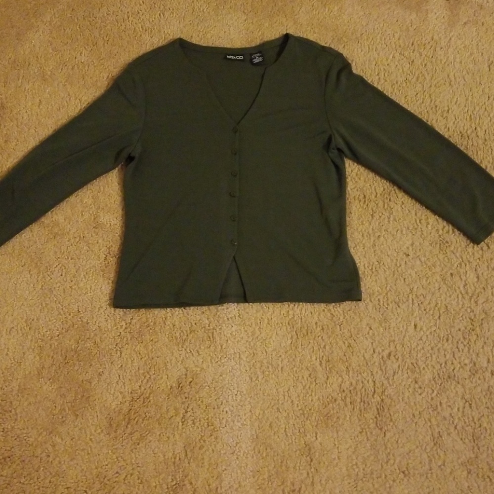 New York & Company Olive Green Cardigan